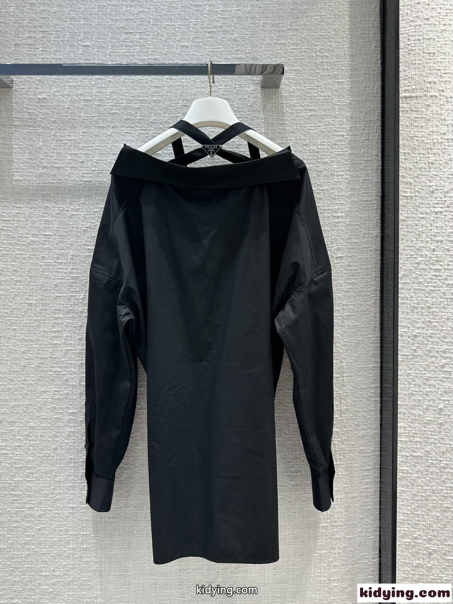 洗練された 人気 ミニ シャツワンピース プラダ ワンピース コピー ロングスリーブ ブラック-4