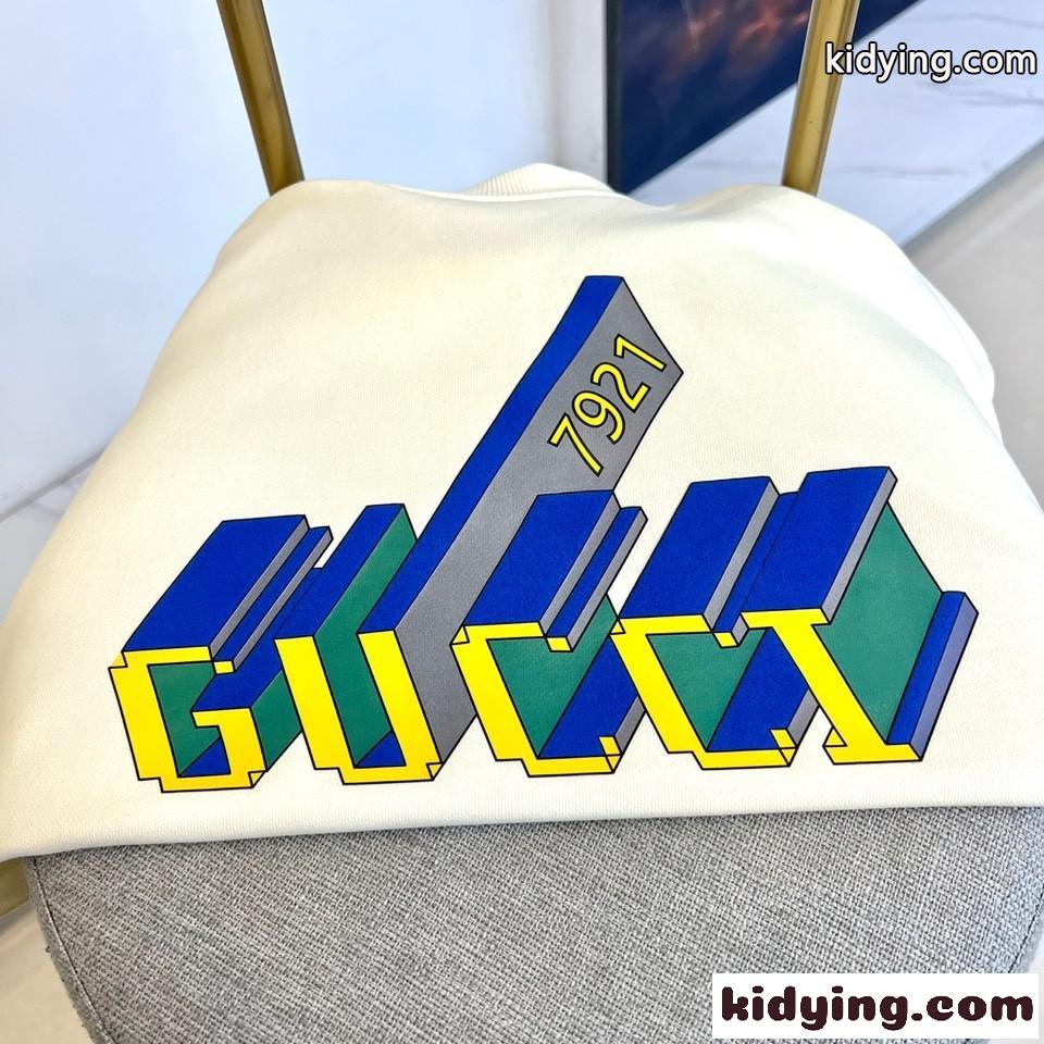 プリント コットン スウェットシャツ グッチ Tシャツ コピー ユニセックス ホワイト-2
