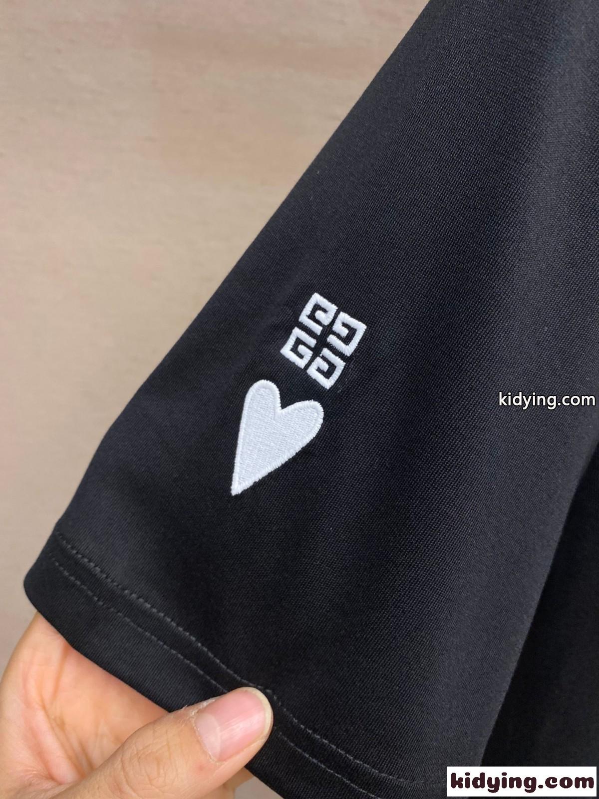 Love プリント クルーネック コットン 半袖Tシャツ ジバンシィ Tシャツ 偽物 ブラック-2