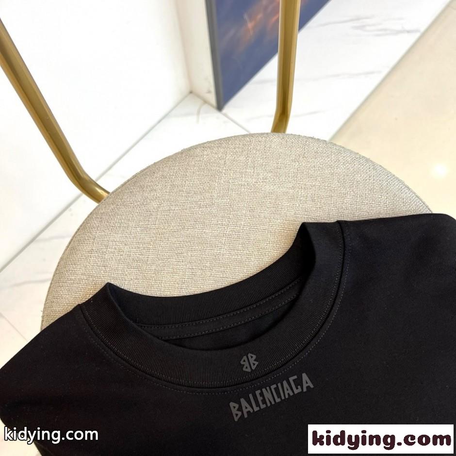 ミニロゴ オーバーサイズ 半袖Tシャツ バレンシアガ Tシャツ 偽物 ブラック-2