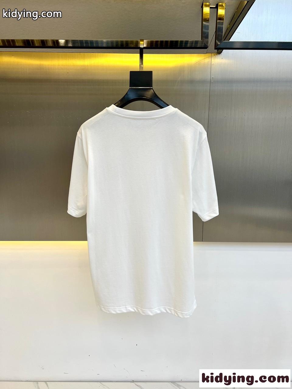 上品 カジュアル コットン 半袖Tシャツ エルメス Tシャツ 偽物 クルーネック ホワイト-4