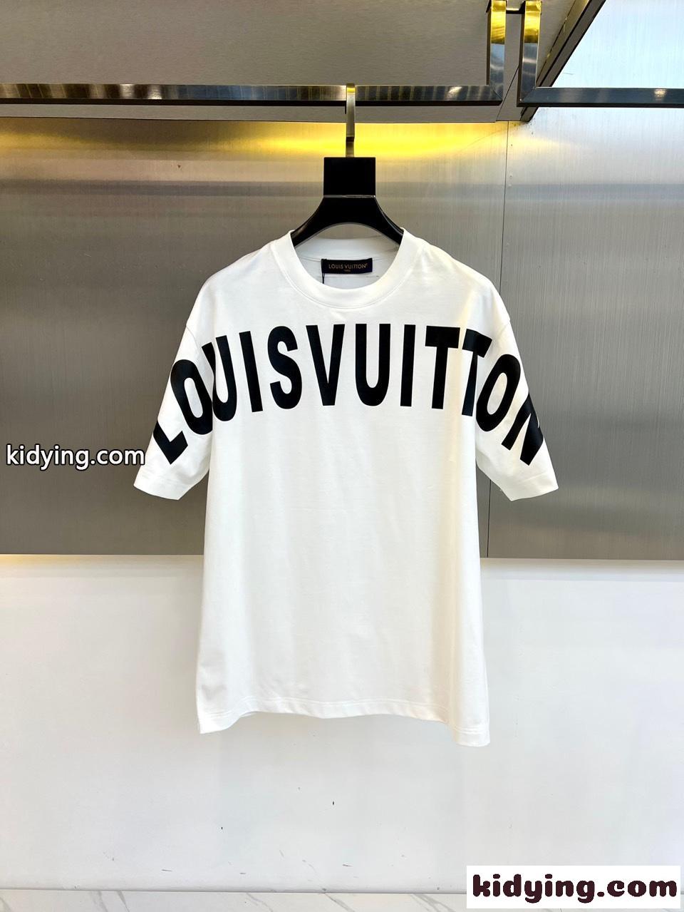 カジュアル お洒落 ロゴプリント 半袖Tシャツ ルイ・ヴィトン Tシャツ コピー ホワイト-0