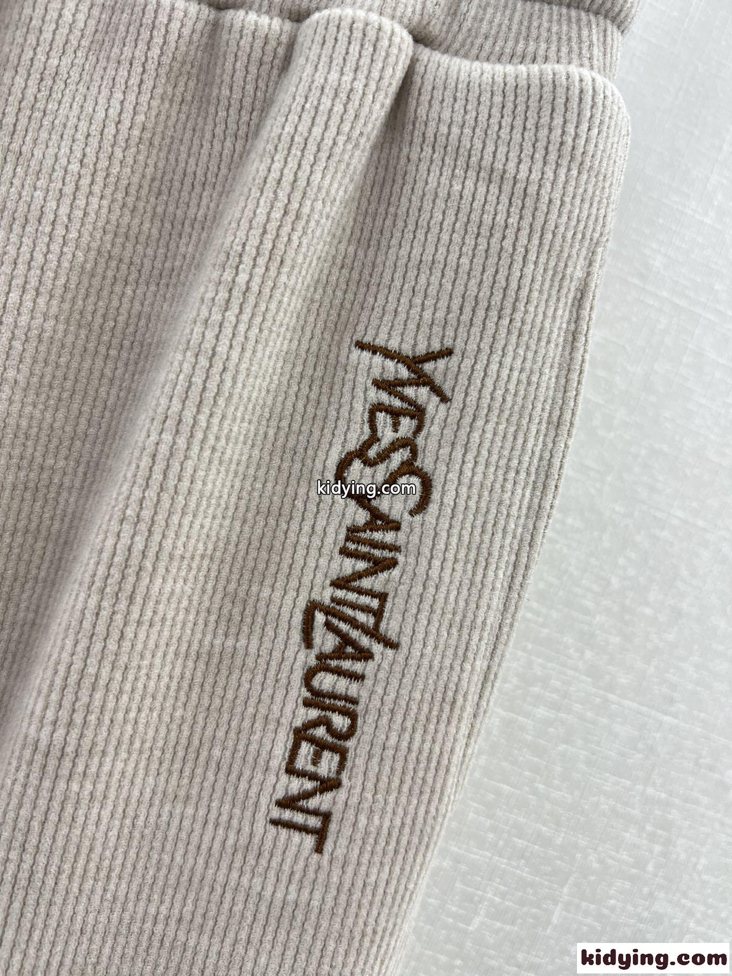 イヴ・サンローラン パンツ コピー シンプル ロゴ 刺繍 レディース ズボン-2