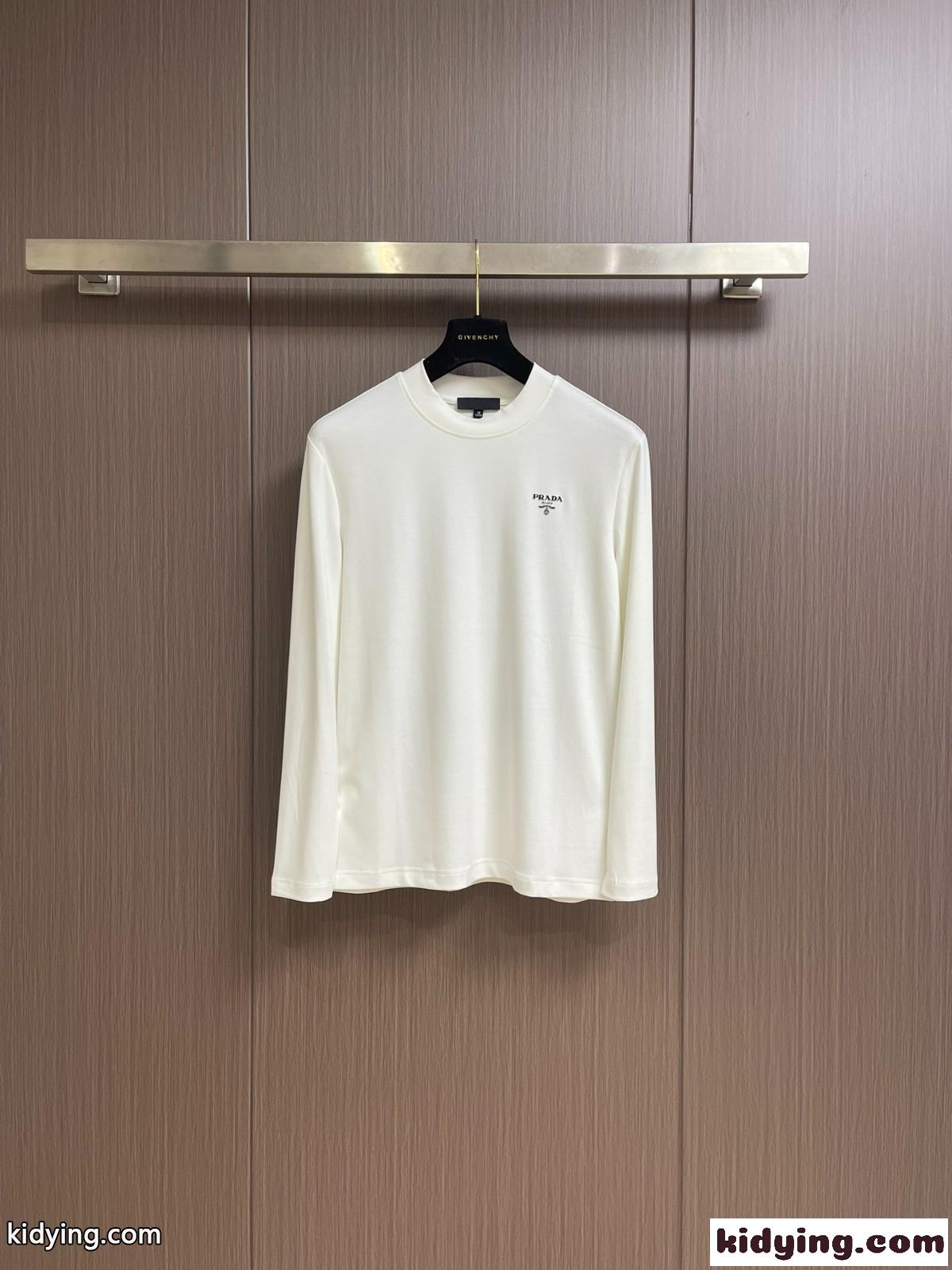 シンプル ロゴ入り プラダ Tシャツ コピー 長袖Tシャツ ホワイト-1