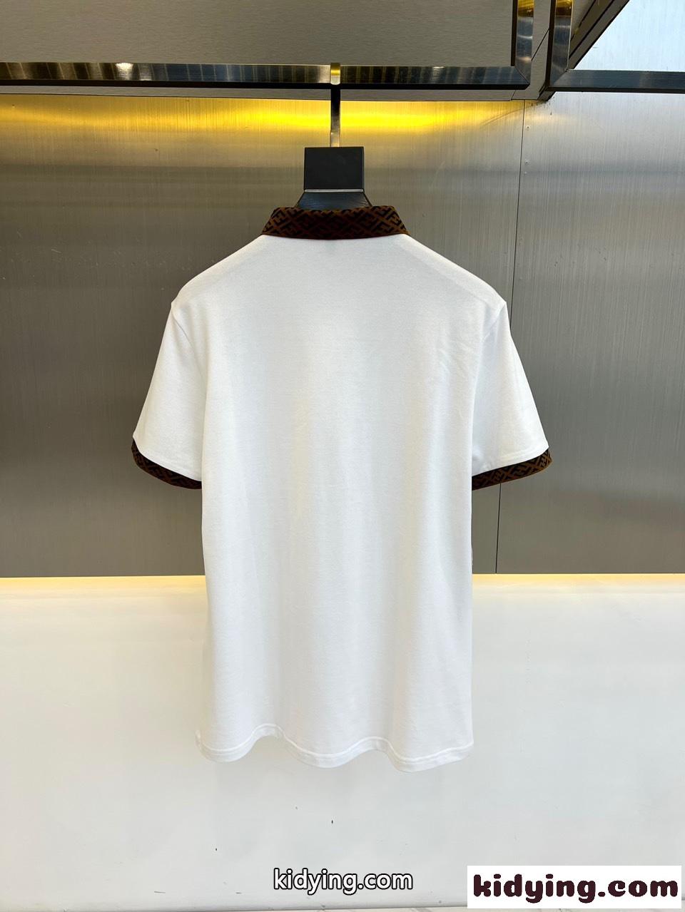 定番 カジュアル フェンディ Tシャツ コピー 半袖 ポロシャツ ホワイト-4