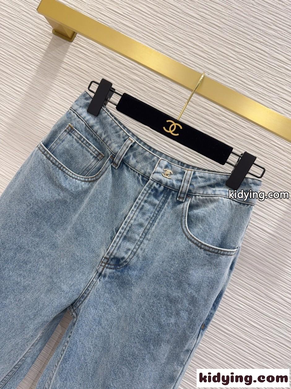 洗練された ターンロック デニムパンツ シャネル ジーンズ コピー ブルー-1