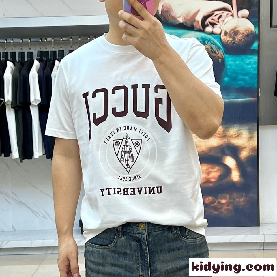 シンプル お洒落 ロゴ コットン 半袖Tシャツ グッチ Tシャツ コピー ホワイト-2