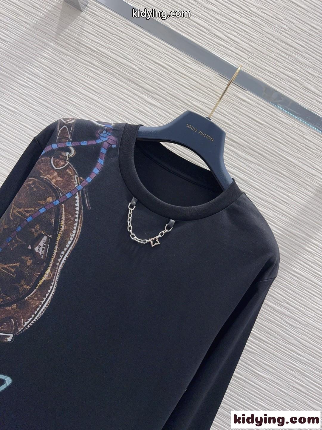 キープイット プリント ロングスリーブTシャツ ルイ・ヴィトン Tシャツ コピー ブラック-2
