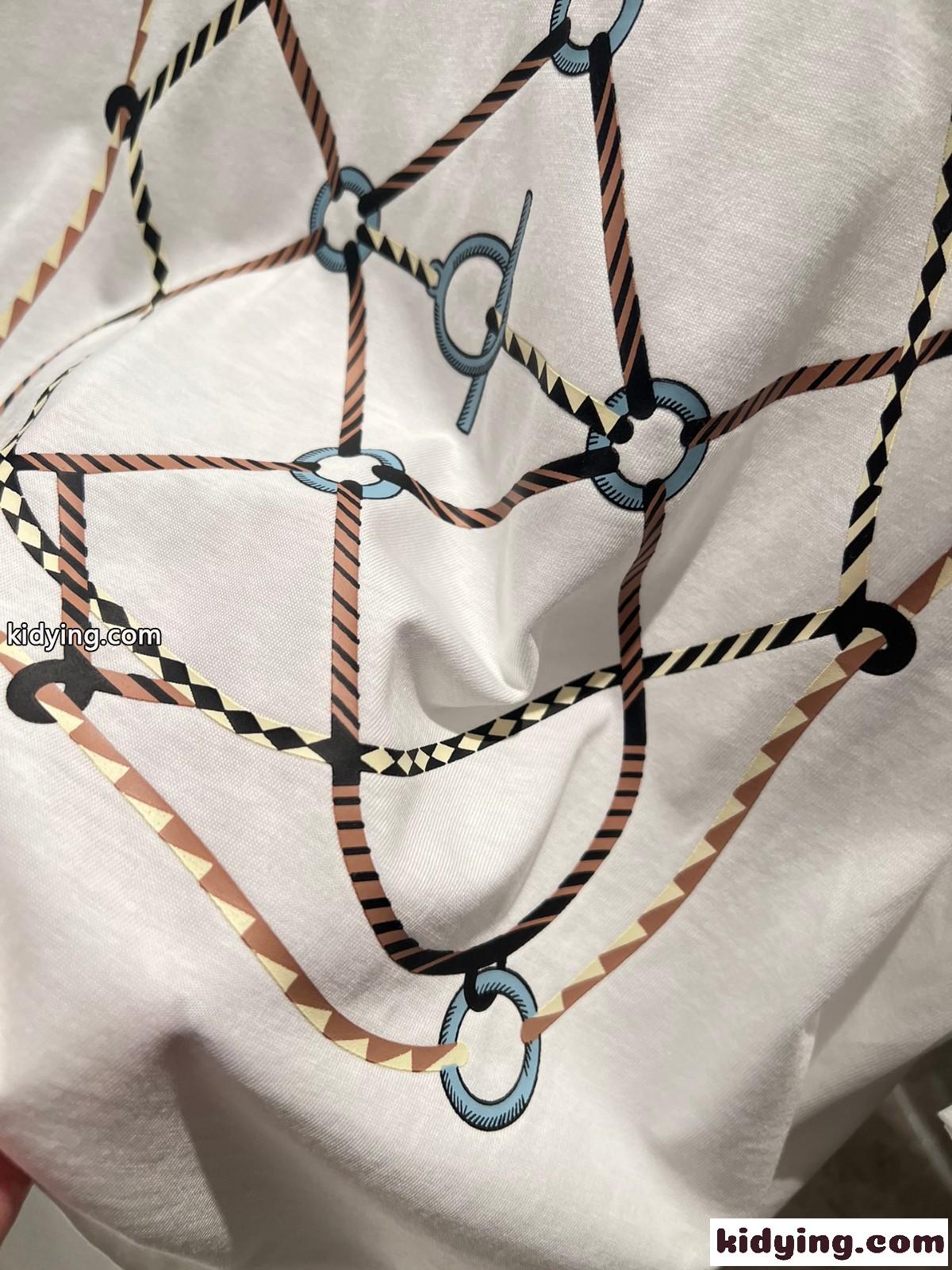 プリント コットン 半袖Tシャツ エルメス Tシャツ コピー ホワイト-0