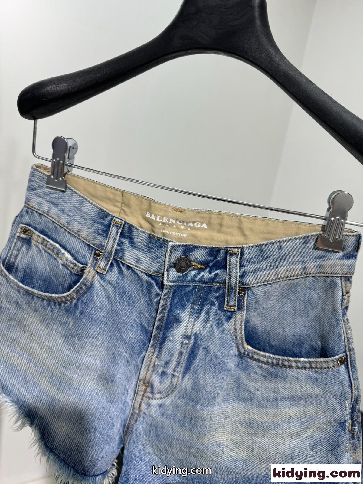 おしゃれ 合わせやすい デニム ショートパンツ バレンシアガ パンツ コピー ブルー-5
