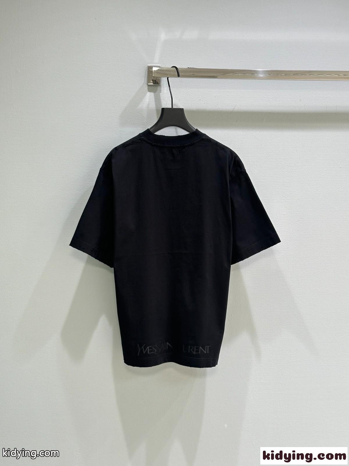 ユニセックス コットン 半袖Tシャツ イヴ・サンローラン Tシャツ コピー トップス-3