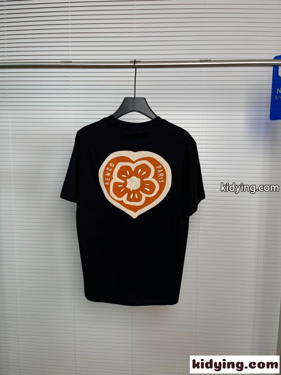 KENZO Boke Heart 半袖Tシャツ コットン ケンゾー Tシャツ コピー ブラック-3