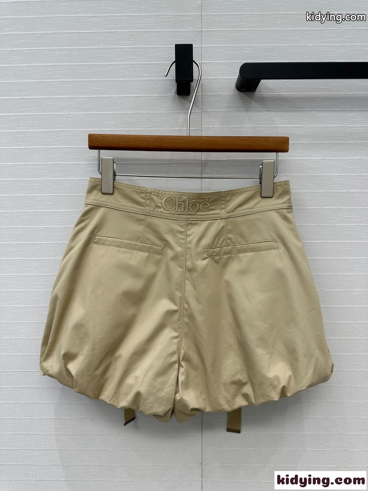 コットン ミニ バルーンショートパンツ クロエ パンツ コピー カーキ-4