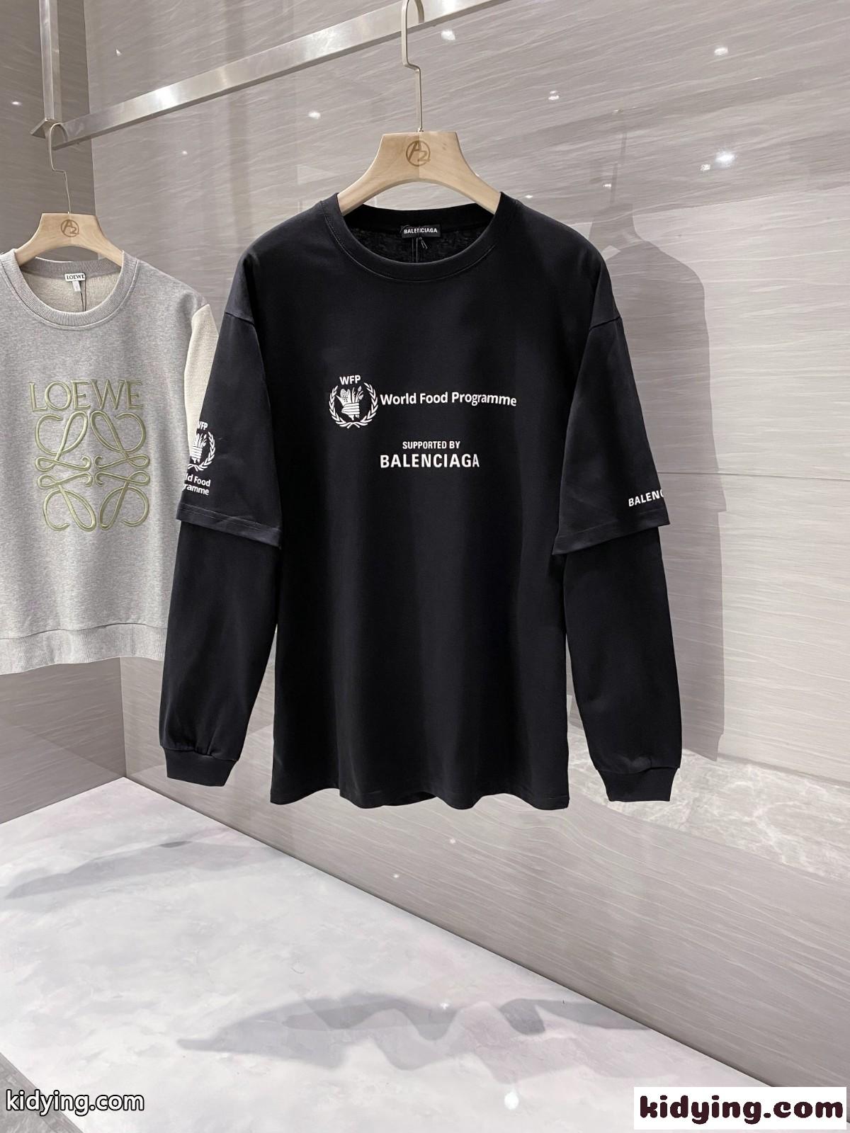 ユニセックス おしゃれ ダブルスリーブ 長袖 バレンシアガ Tシャツ コピー 人気-0