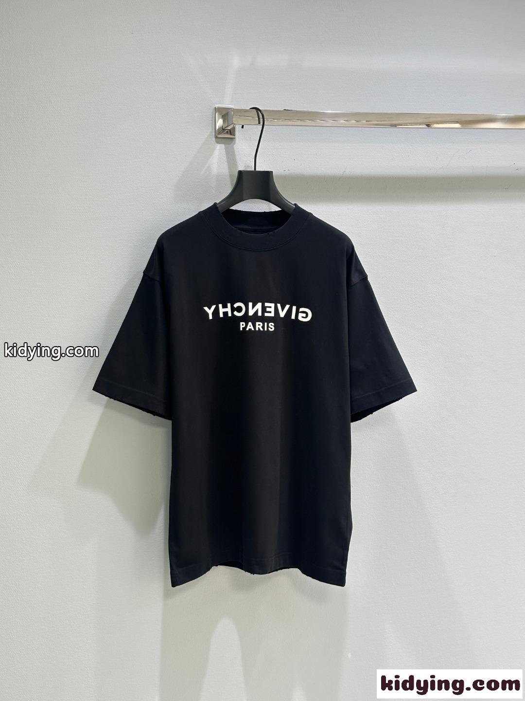 カジュアル ロゴ入り 半袖Tシャツ ジバンシィ Tシャツ コピー コットン ブラック-0