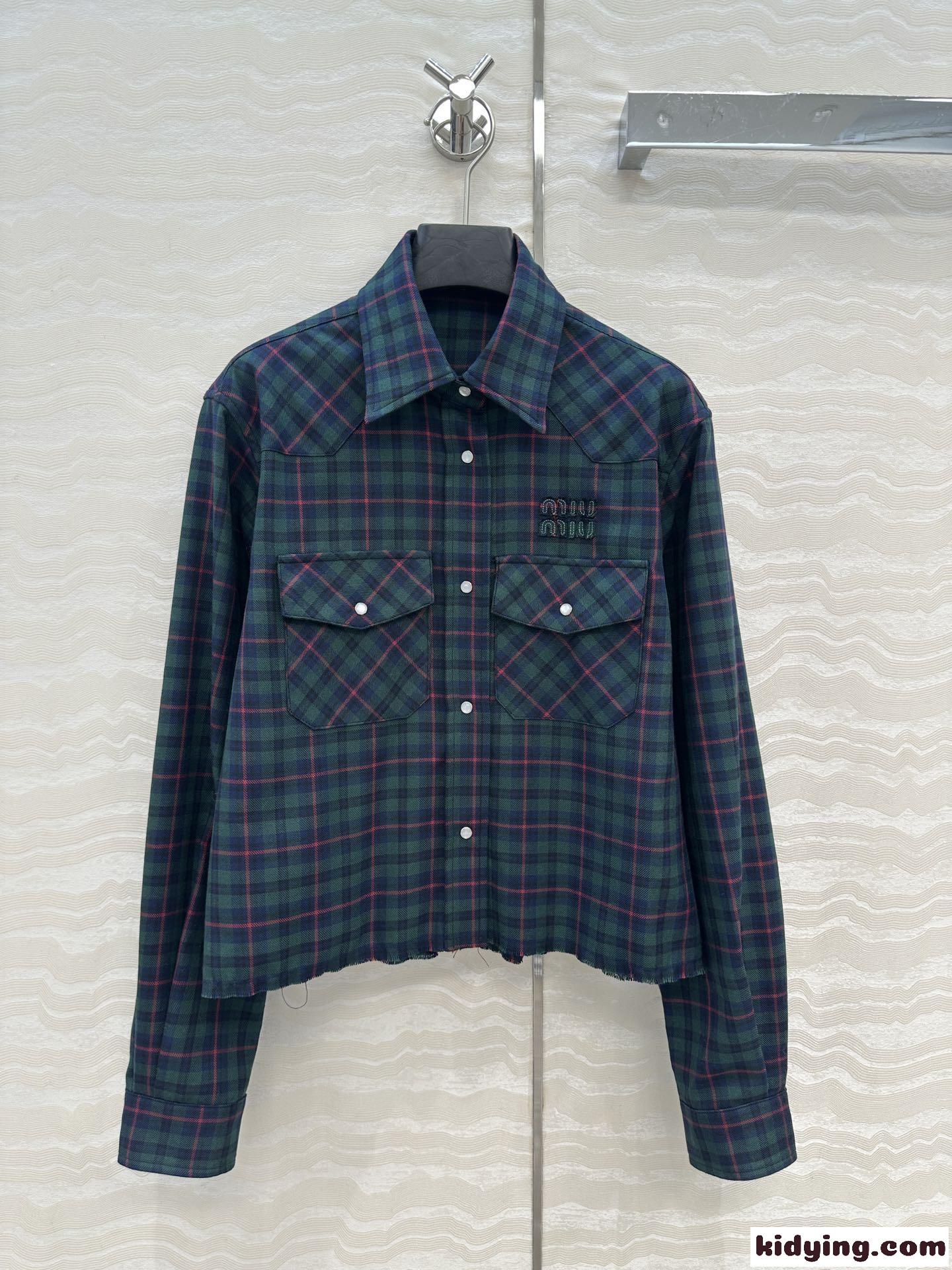 クラシック カジュアル チェック柄シャツ ミュウミュウ シャツ コピー トップス-1