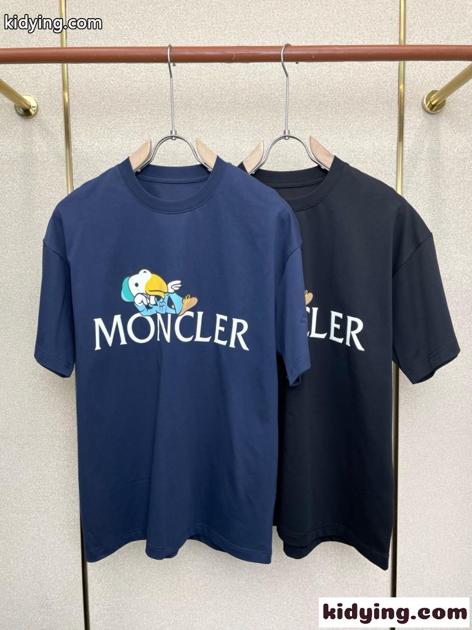 カジュアル ロゴ プリント 半袖Tシャツ モンクレール Tシャツ 偽物 クルーネック-1