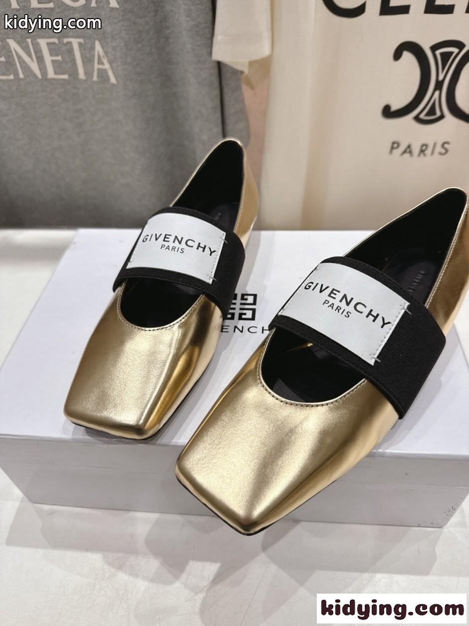 スライスドスクエア バレリーナ ジバンシィ シューズ スーパーコピー ゴールド-4