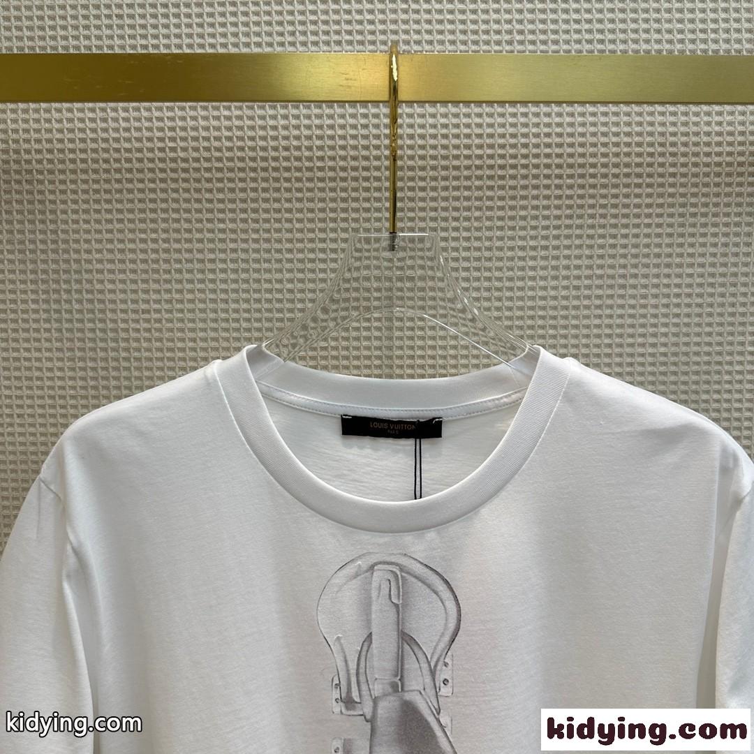 おしゃれ ジッパープリント 半袖Tシャツ ルイヴィトン Tシャツ コピー クルーネック-0