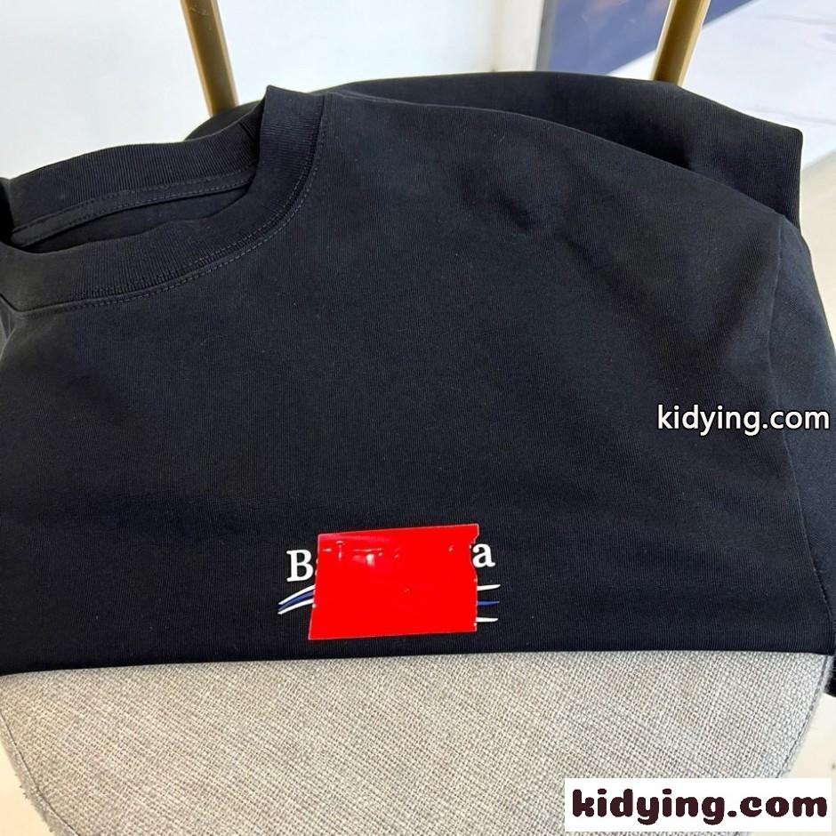 バックロゴ クルーネック半袖Tシャツ バレンシアガ Tシャツ 偽物 ブラック-2