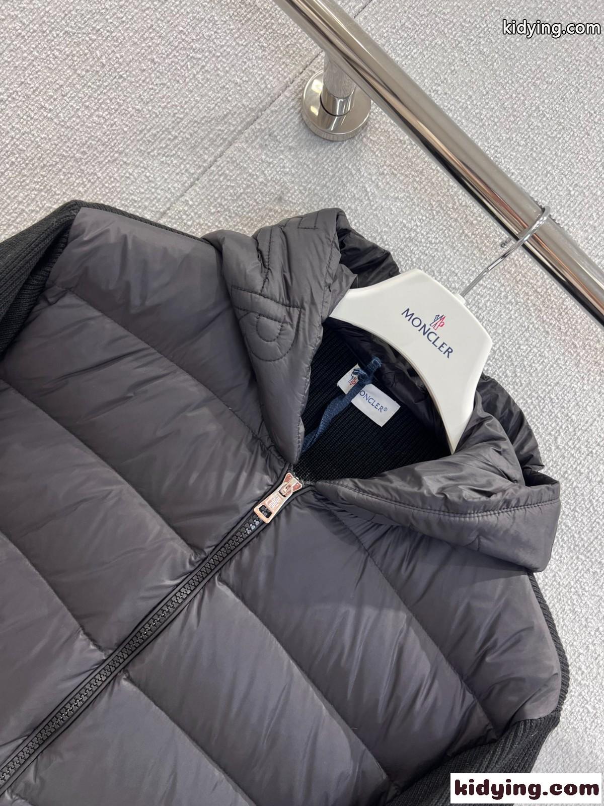 洗練された 上品 ニット切り替え ブルゾン モンクレール ダウンジャケット 偽物 ブラック-2