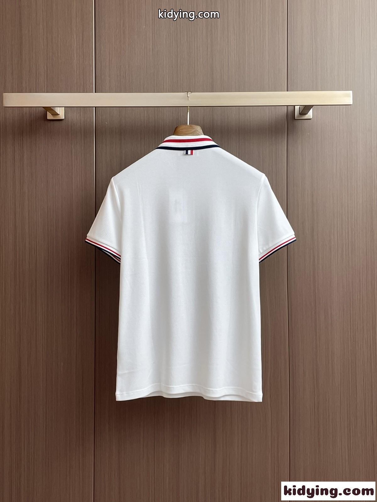 定番 ストライプ トムブラウン Tシャツ 偽物 コットン ポロシャツ ホワイト-4