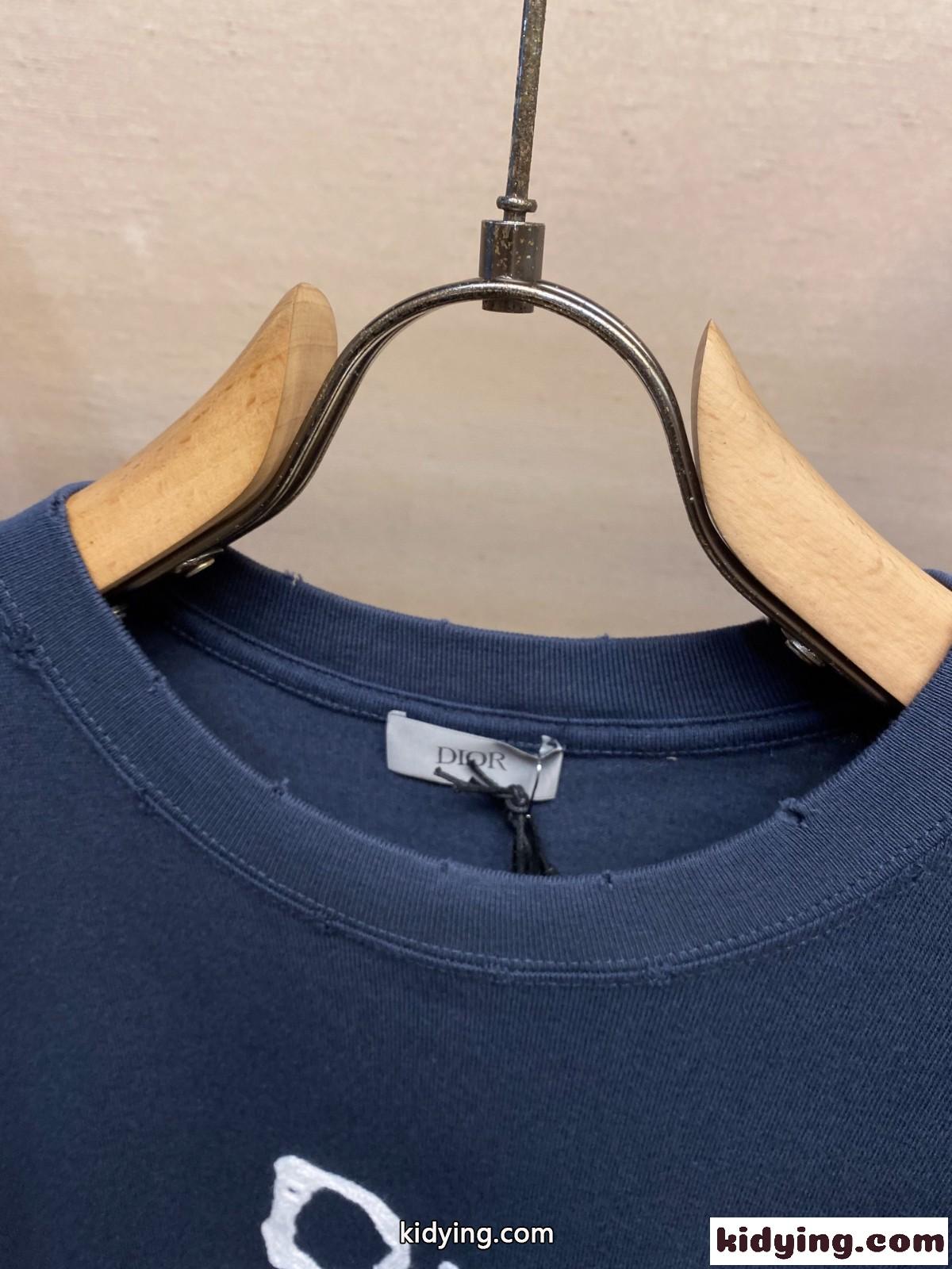 クリスチャン・ディオール Tシャツ コピー DIOR AND HYLTON NEL Tシャツ ネイビーブルー-0