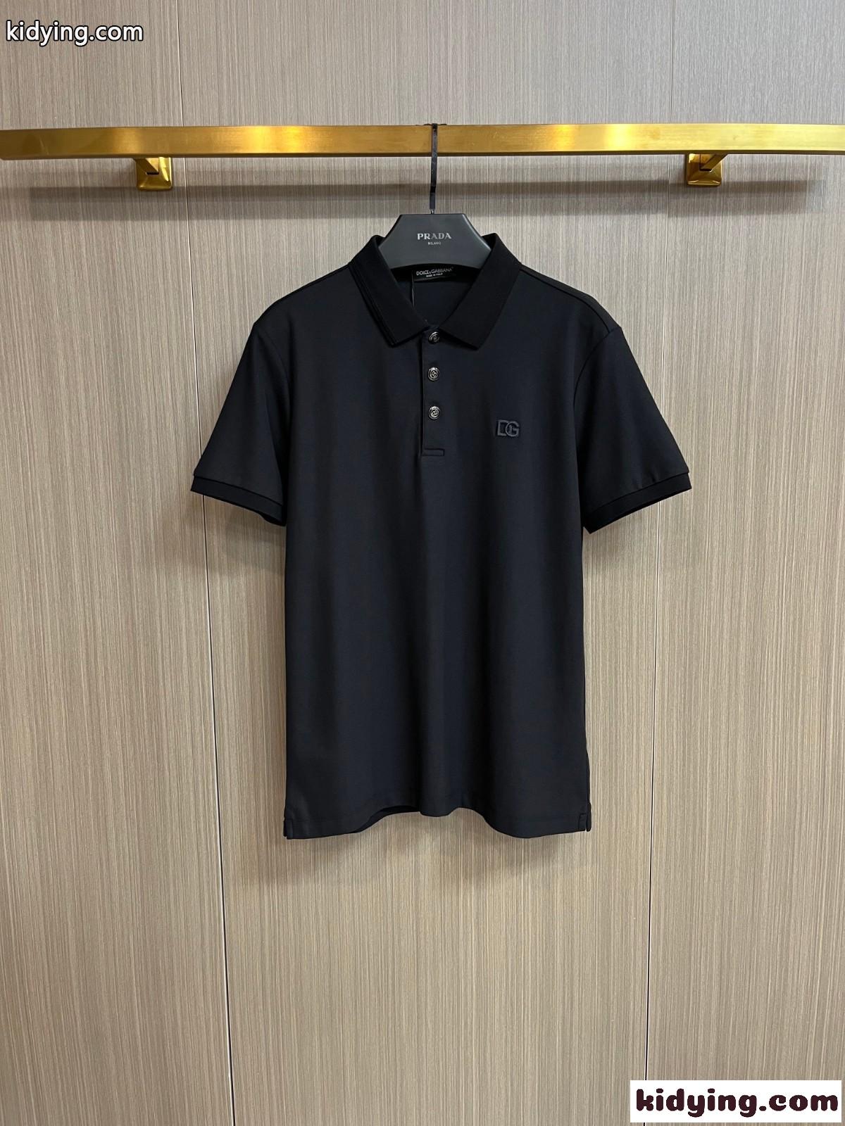 ドルチェ&ガッバーナ 半袖Tシャツ コピー カジュアル 定番 コットンピケ ポロシャツ ブラック-0