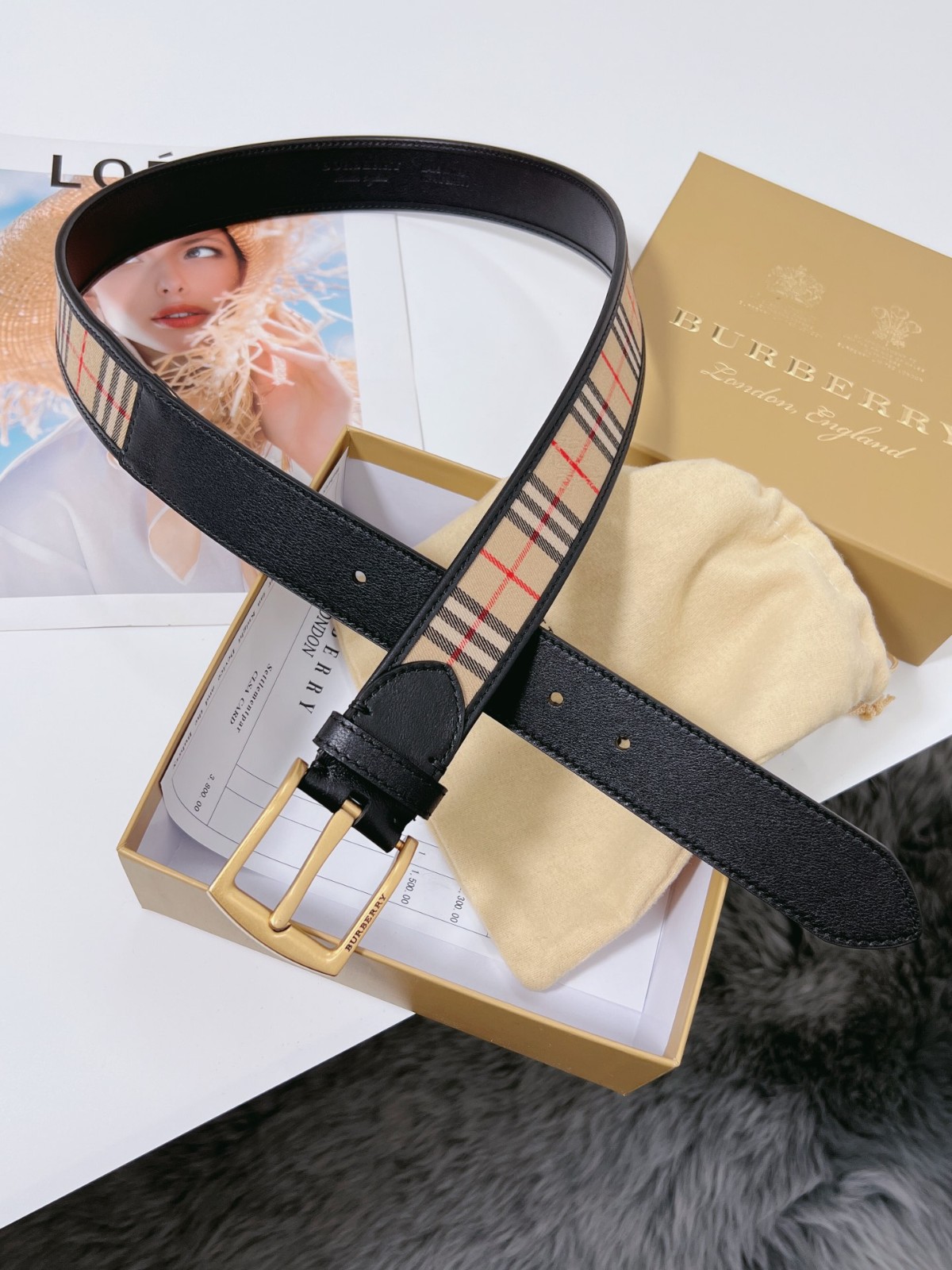 バーバリー ベルト コピー 定番 お洒落 チェック&レザーベルト-1