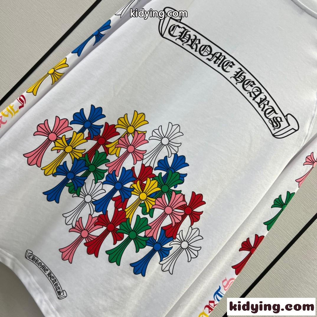 カジュアル プリント クロムハーツ Tシャツ コピー クルーネック 定番 おしゃれ 長袖-3