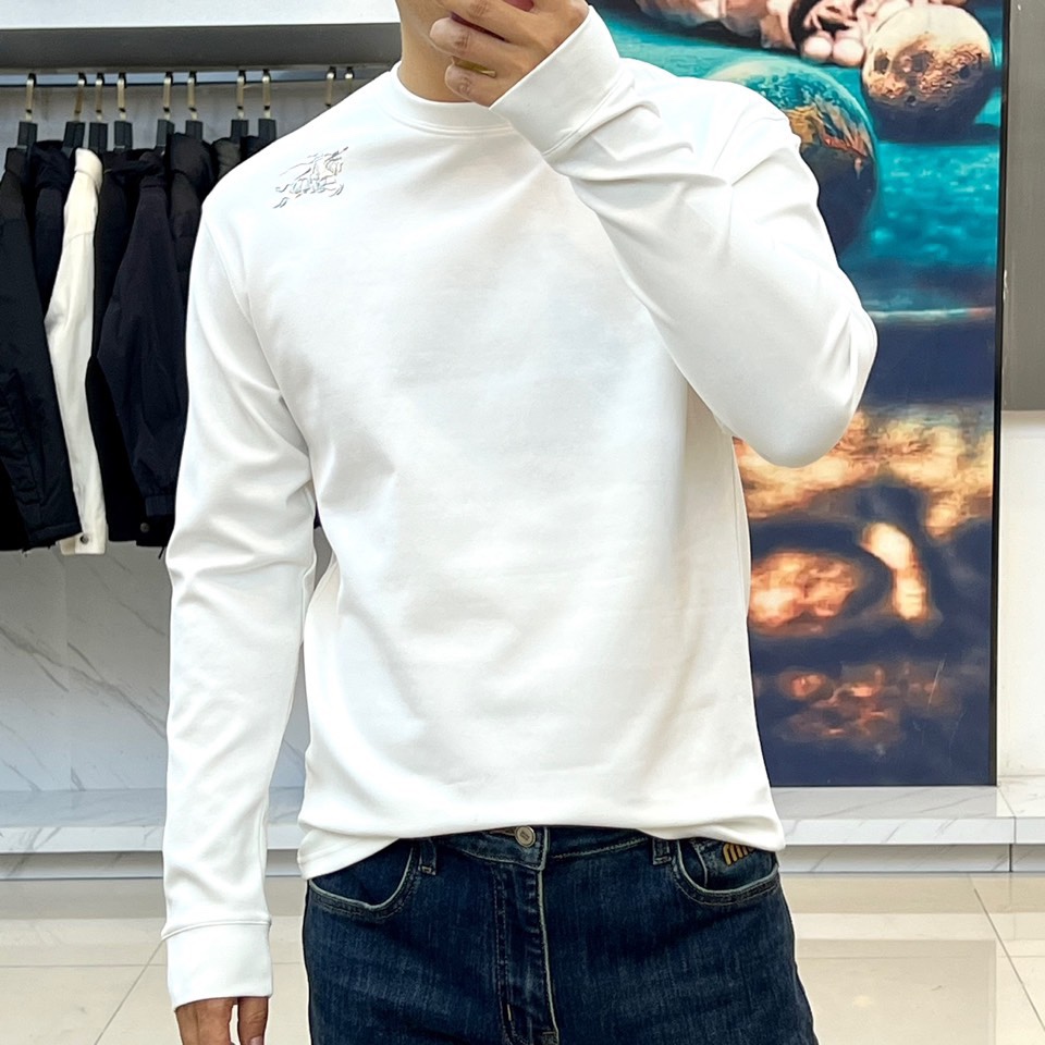 合わせやすい カジュアル コットン 長袖Tシャツ バーバリー Tシャツ コピー ホワイト-1