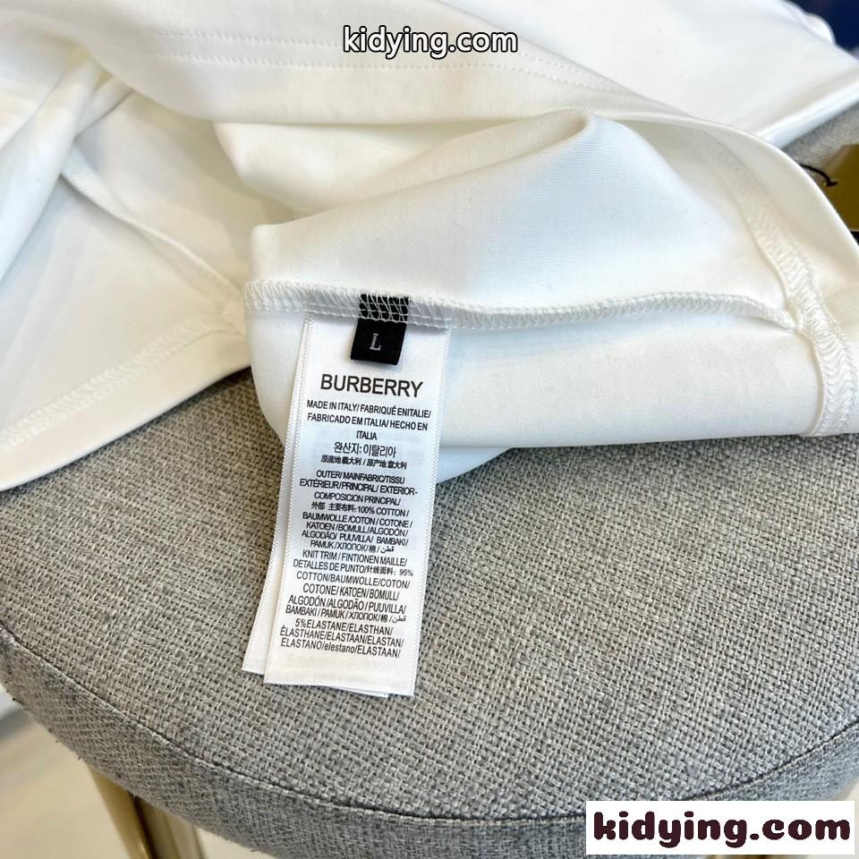 シンプル ロゴ入り クルーネック 長袖Tシャツ バーバリー Tシャツ 偽物 ホワイト-3