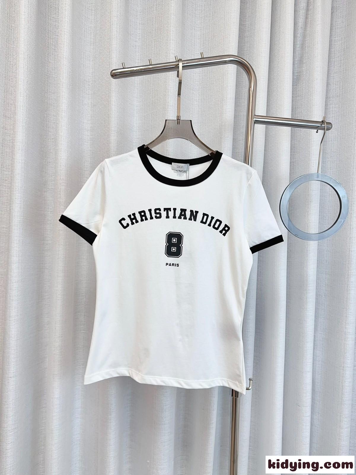 日本限定 コットンブレンド 半袖Tシャツ クリスチャン・ディオール Tシャツ コピー レディース-0