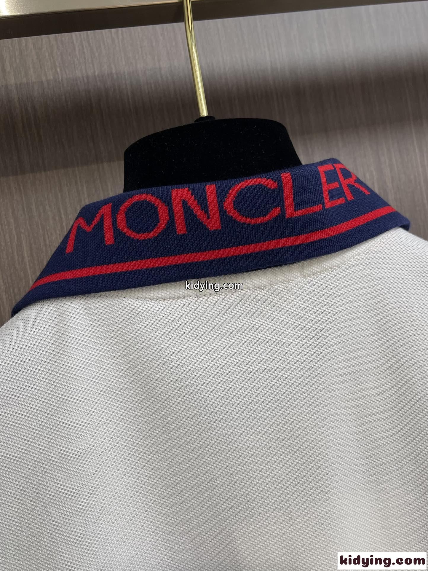 バックロゴ襟 コットンピケ ポロシャツ モンクレール Tシャツ コピー 半袖 トップス ホワイト-2