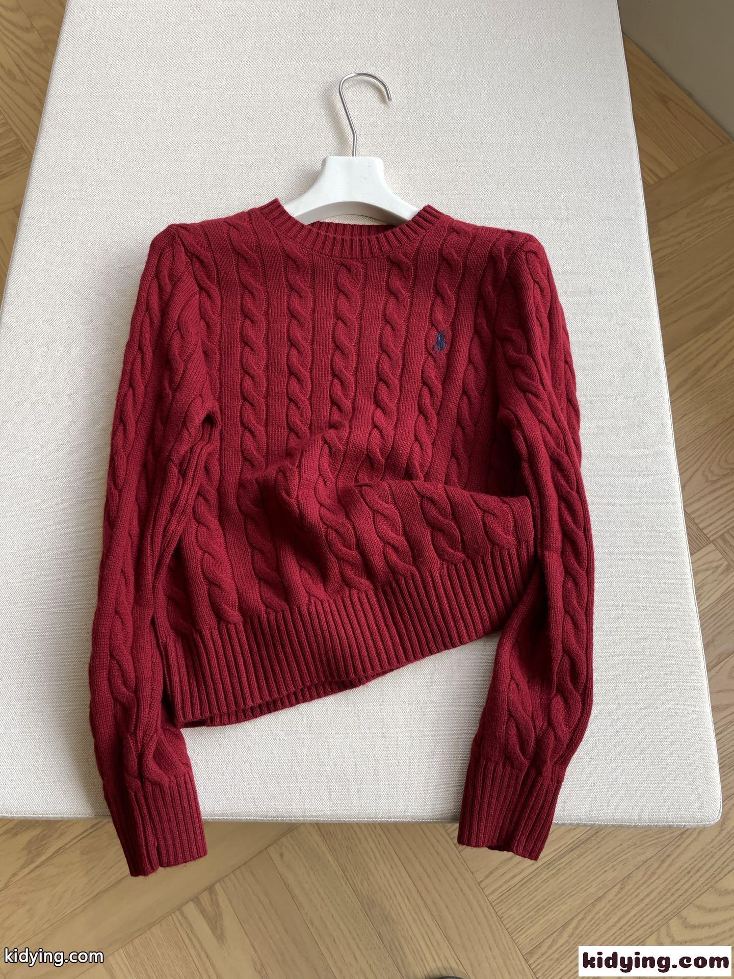 定番 ロゴ刺繍 ケーブル編み クルーネック ラルフローレン セーター 偽物 レッド-1