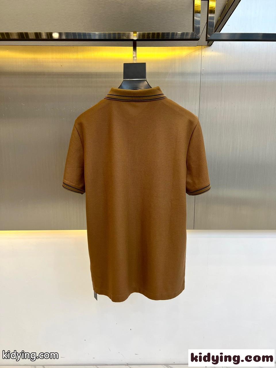 サルヴァトーレ・フェラガモ Tシャツ コピー 上品 カジュアル 半袖 ポロシャツ ブラウン-3