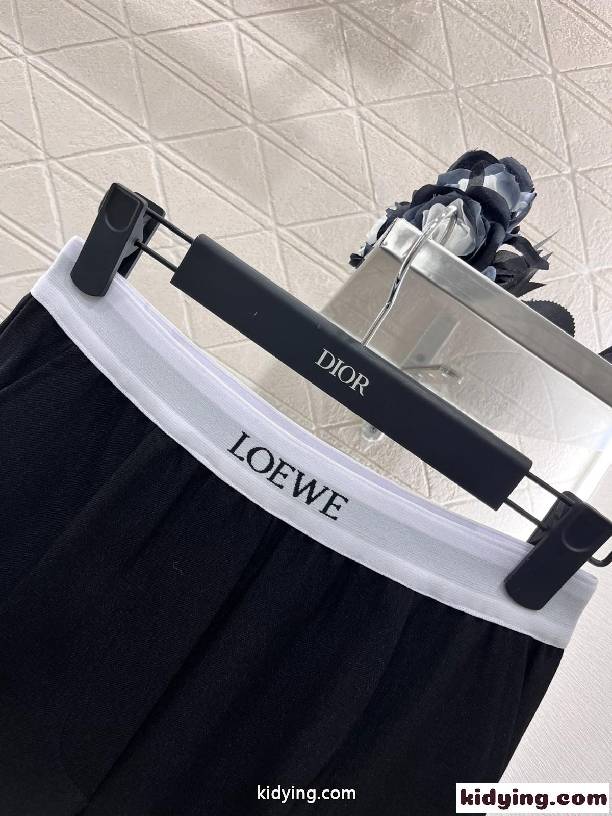 お洒落 ロゴウエスト カジュアルパンツ ロエベ パンツ コピー ブラック-0