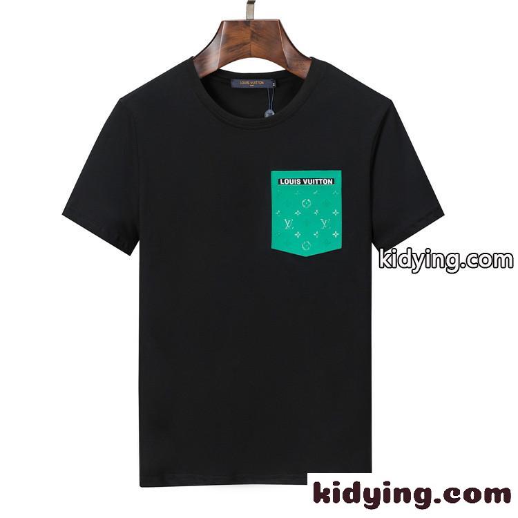 夏 柔らかい クルーネック トップス ルイ・ヴィトン Tシャツ コピー おしゃれ 快適 通気 半袖 定番 ロゴ シンプル-3
