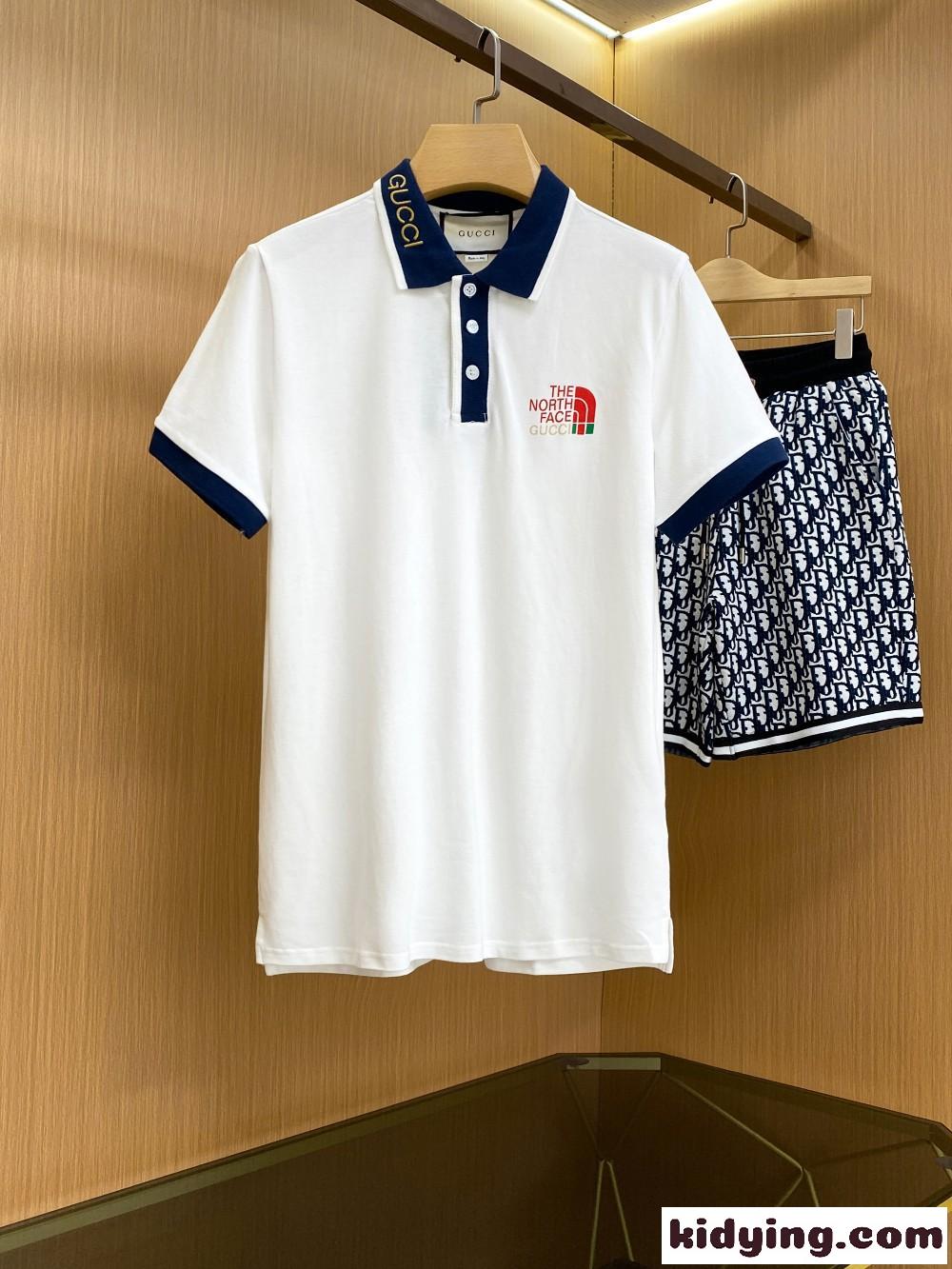 THE NORTH FACE x GUCCI 着心地いい 定番 ロゴ 刺繍 ポロシャツ グッチ 半袖Tシャツ コピー 合わせやすい おしゃれ バイカラー-0