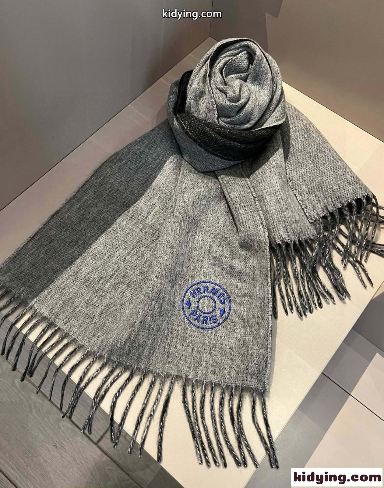 シンプル 上品 カシミヤ マフラー エルメス スカーフ コピー グレー-2