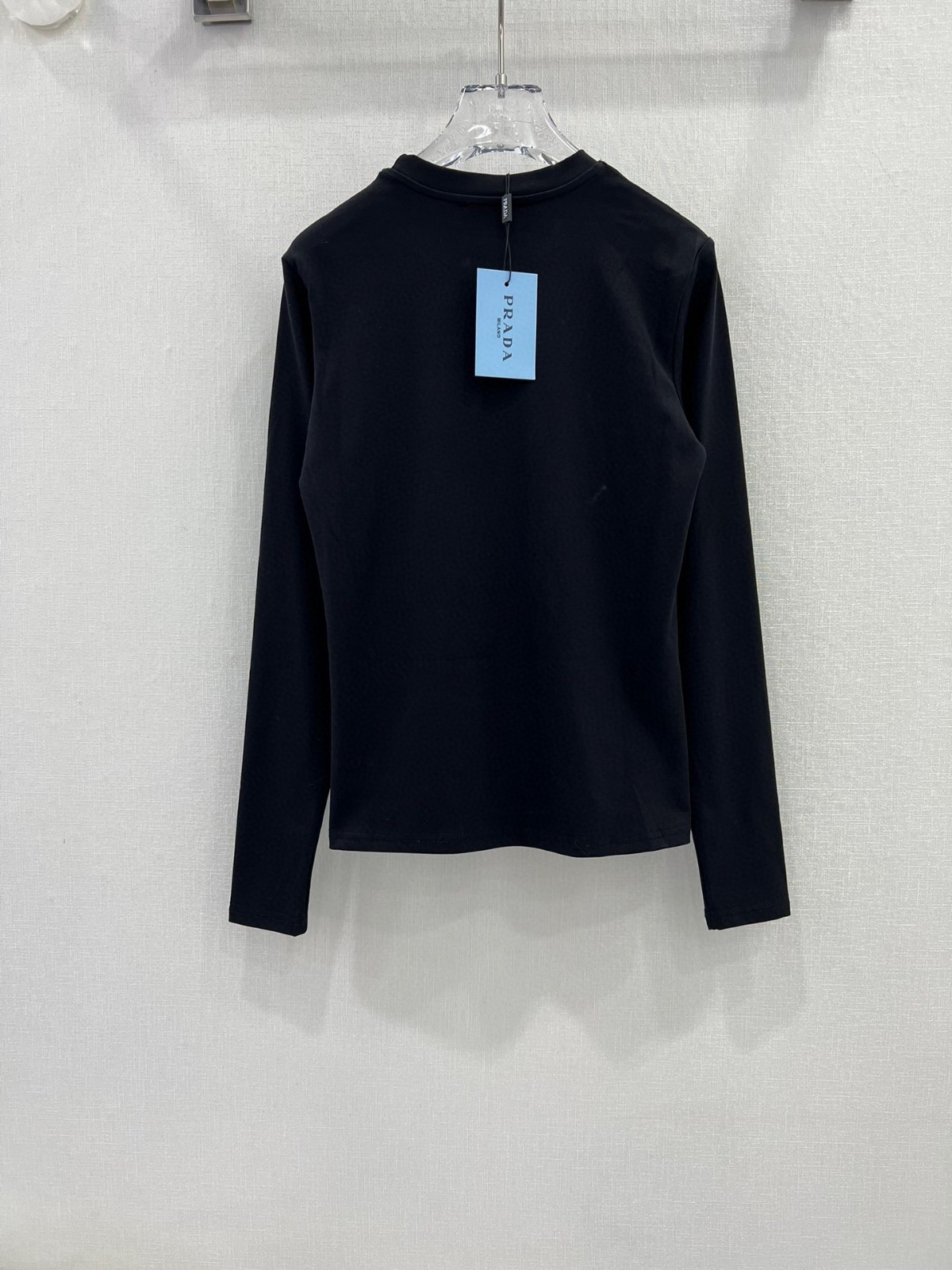 シンプル 合わせやすい クルーネック コットンTシャツ プラダ Tシャツ コピー ブラック-1