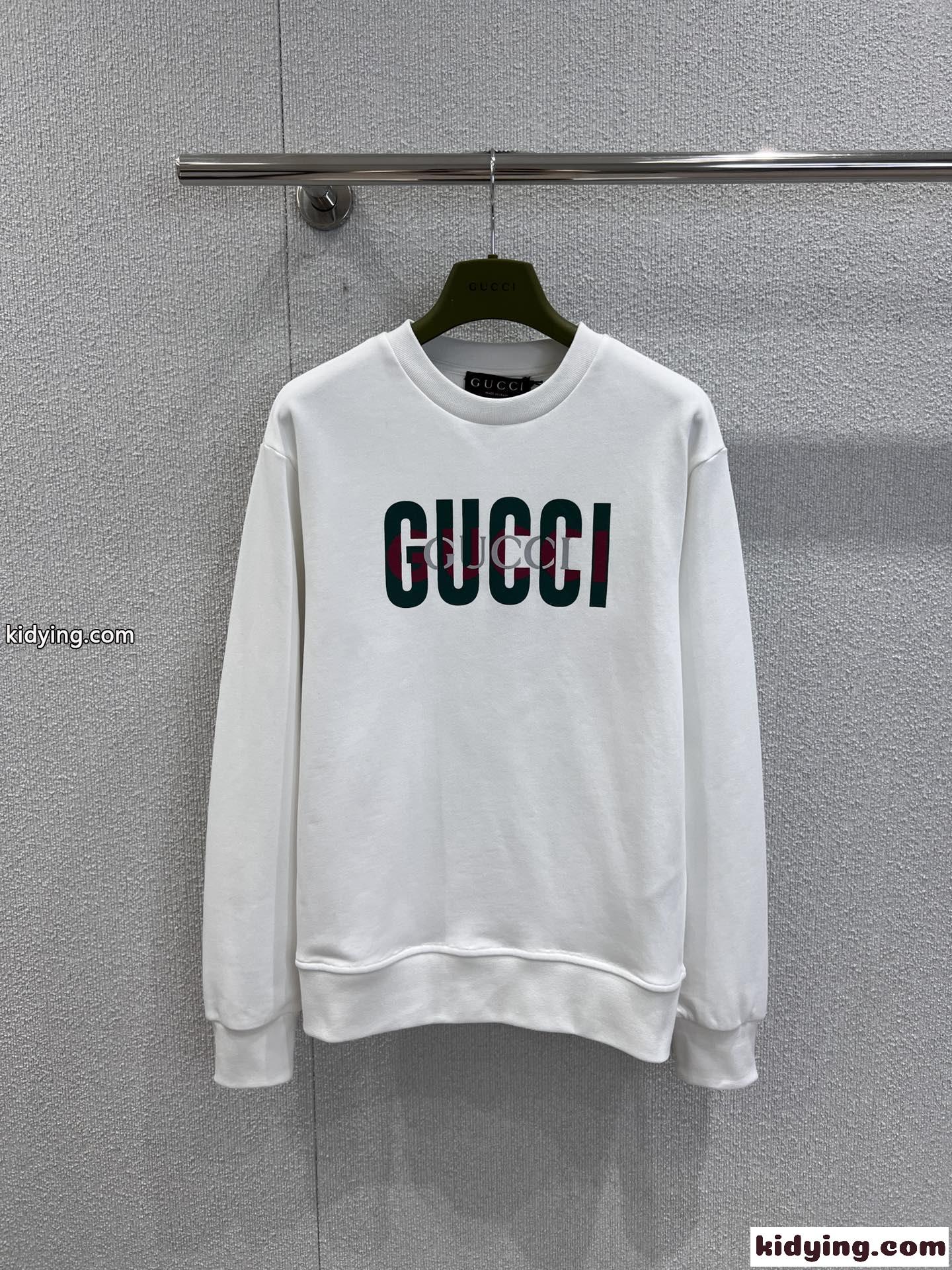 シンプル カジュアル ロゴ スウェットシャツ グッチ Tシャツ 偽物 コットン ホワイト-1