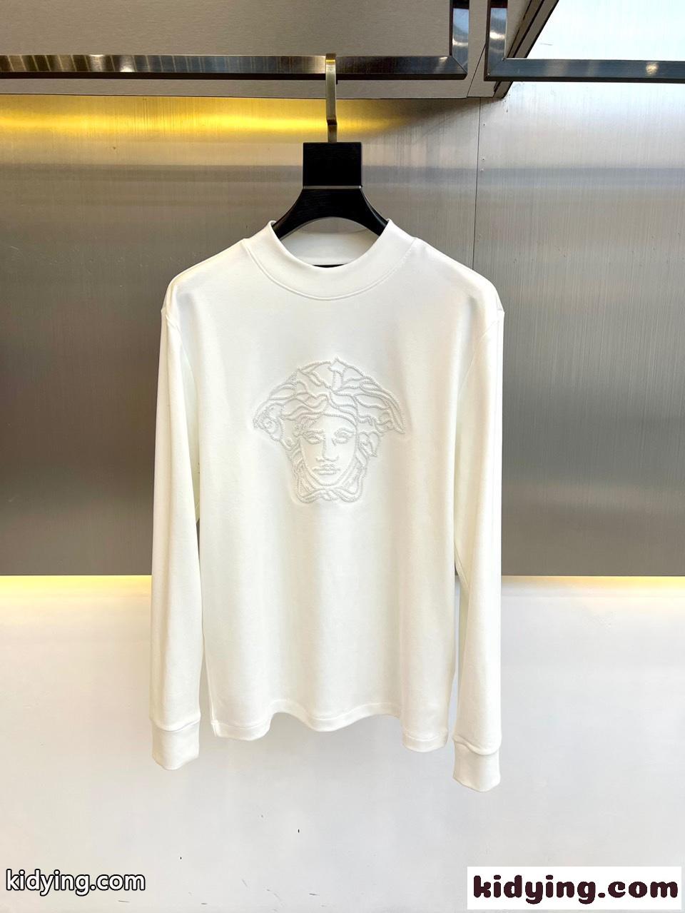 シンプル 合わせやすい メンズ ヴェルサーチェ Tシャツ 偽物 長袖Tシャツ ホワイト-0