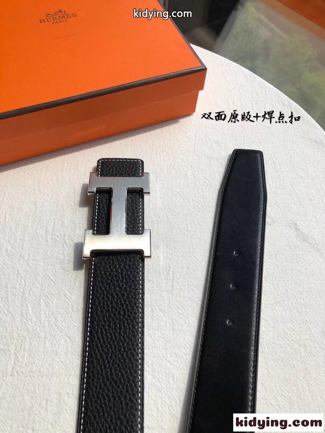 Hバックル カジュアル エルメス ベルト コピー グレインレザーベルト ブラック-2