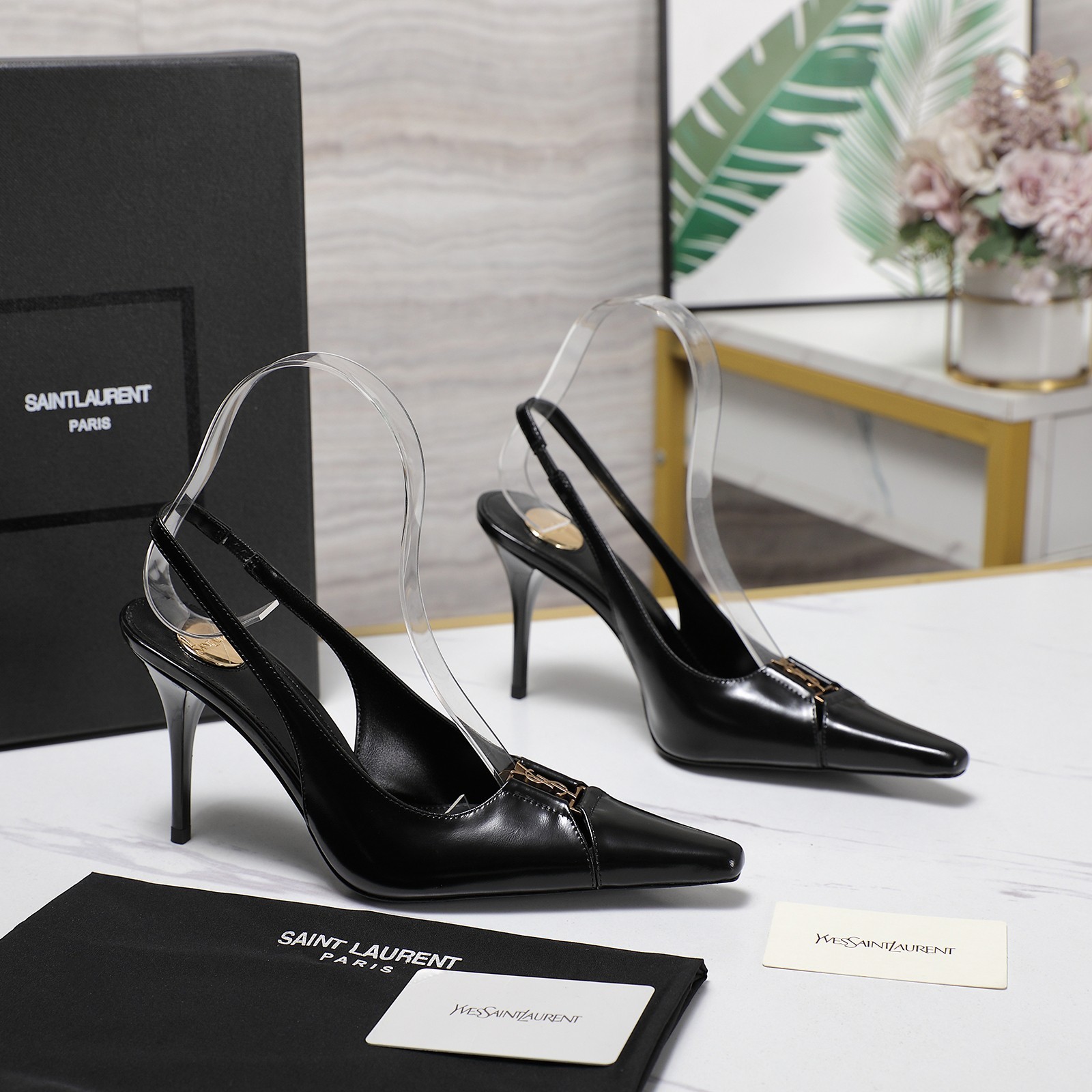 YSL バビロン ブルトイユ スリングバックパンプス スーパーコピー ブラック-1