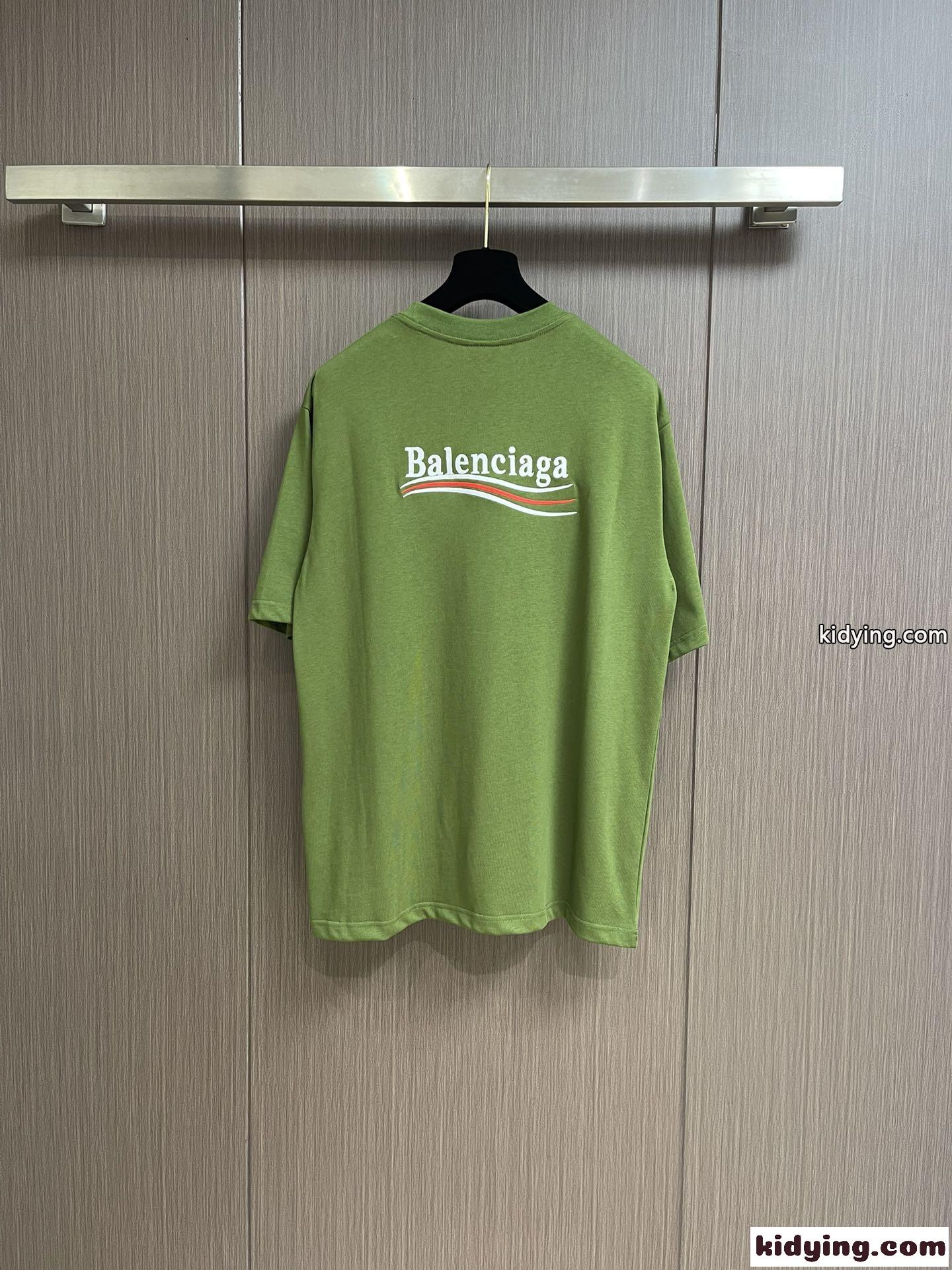 人気 POLITICAL CAMPAIGN 半袖Tシャツ バレンシアガ Tシャツ コピー グリーン-1