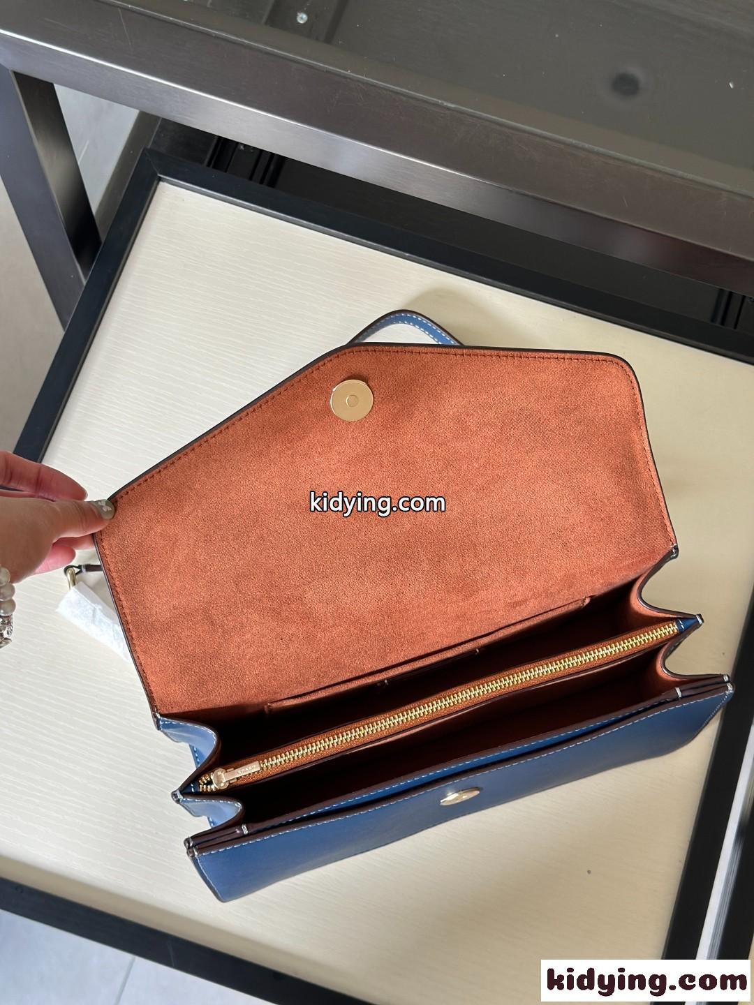 シンプル 上品 レザー ショルダーバッグ コーチ バッグ スーパーコピー ブルー-1