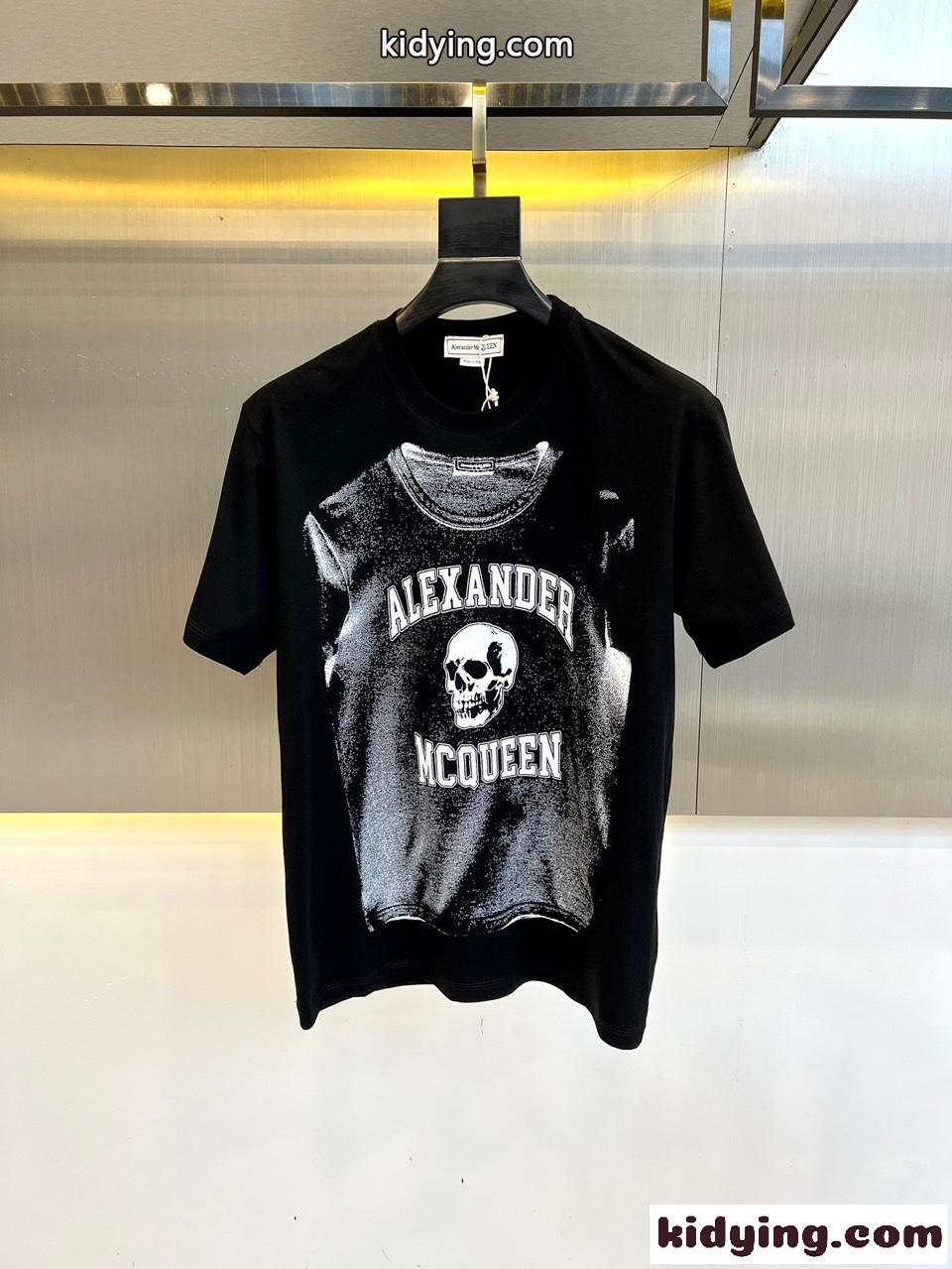 グラフィックプリント 半袖Tシャツ アレキサンダー・マックイーン Tシャツ コピー ブラック-1