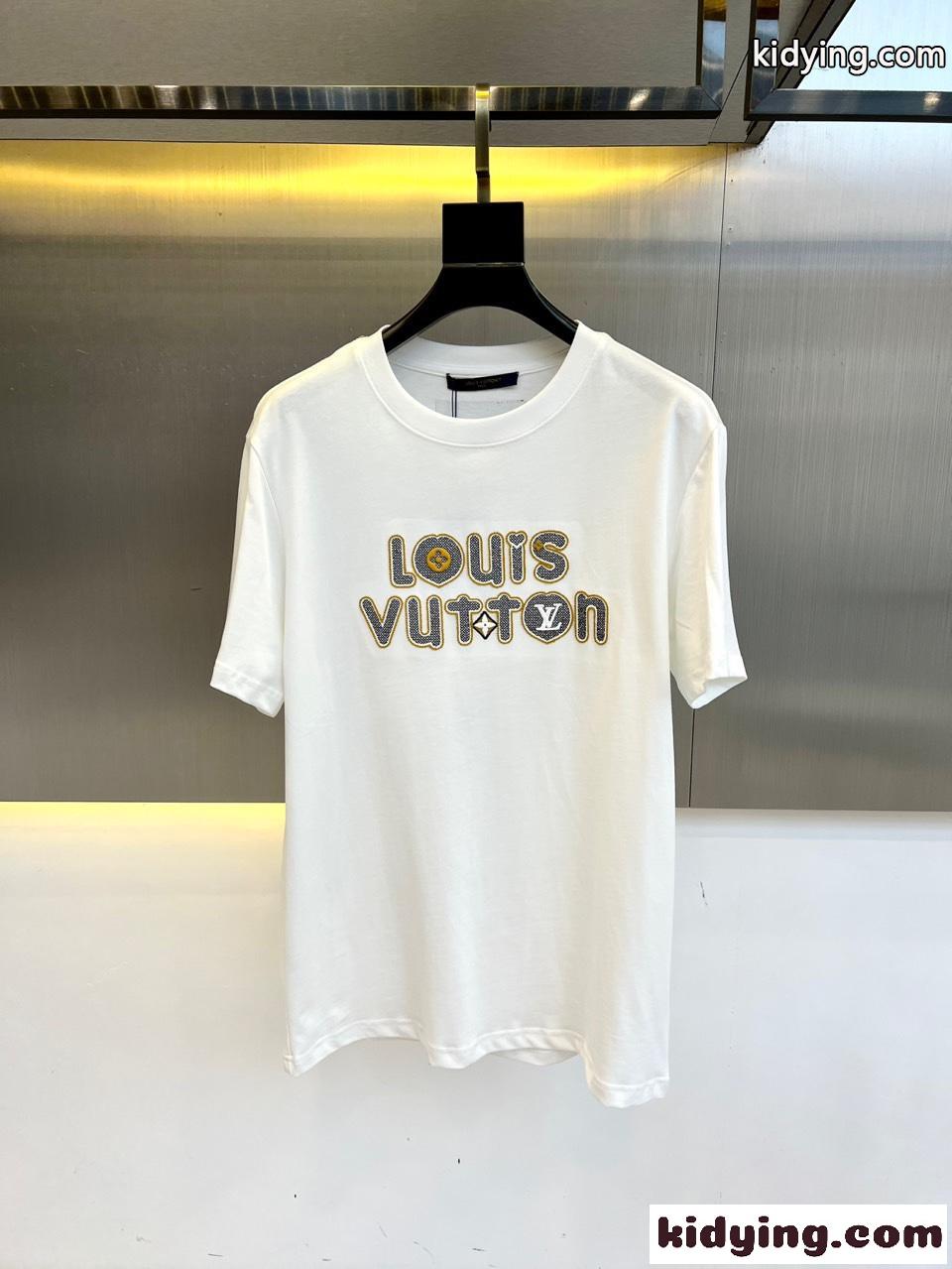 洗練された カジュアル ロゴ 半袖Tシャツ ルイ・ヴィトン Tシャツ 偽物 ホワイト-0