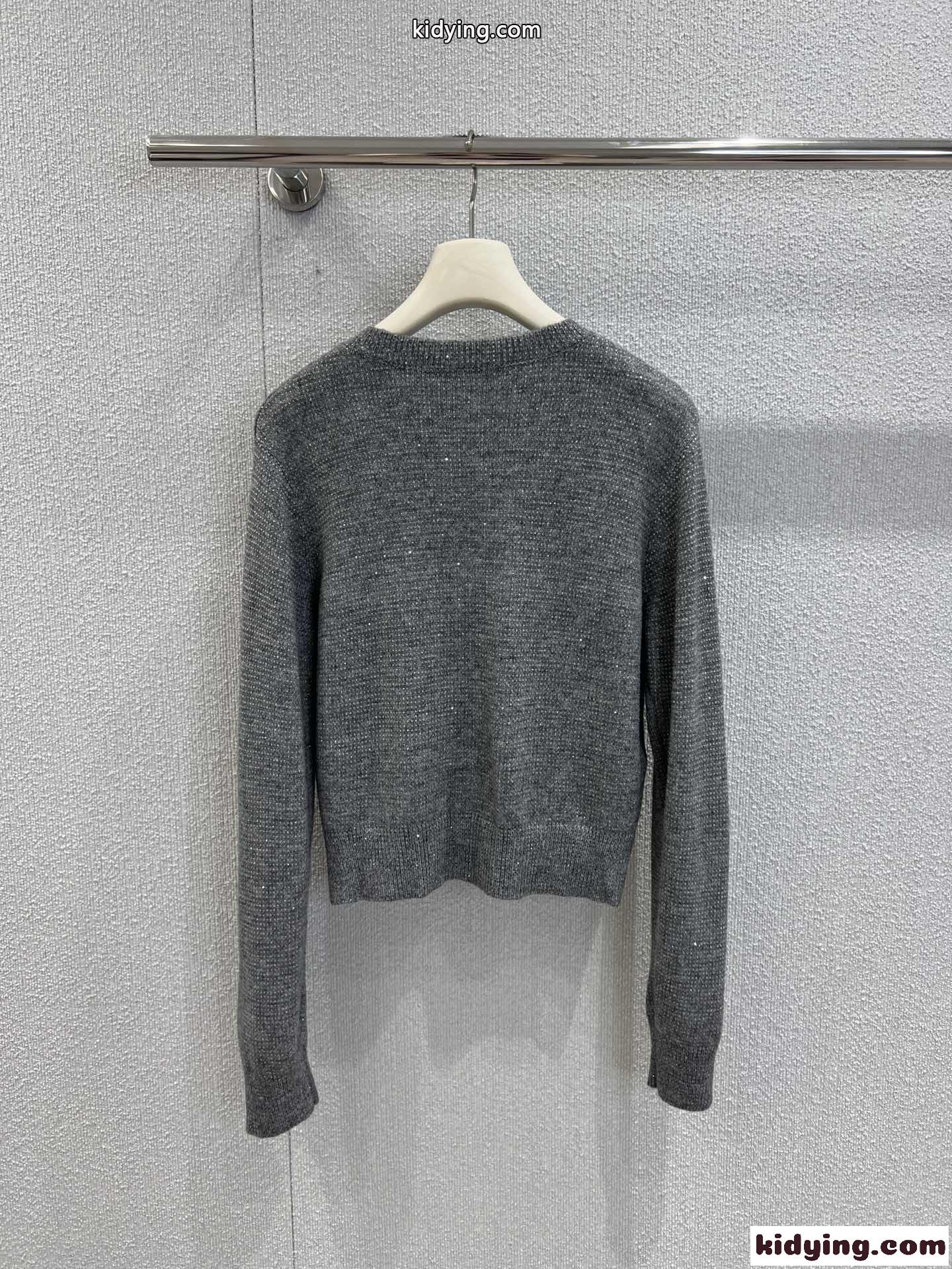 ウールブレンド カーディガン アレキサンダーワング ニット 偽物 クルーネック グレー-1